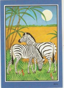 Two zebras Nice modern American postcard. Size 15 x 10,5 cms