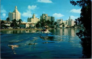 USA Hotel Row And Indian Creek Miami Beach Florida Chrome Postcard 09.73