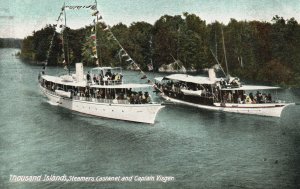 Vintage Postcard 1910's Steamers Castanets And Captain Visger Thousand Islands