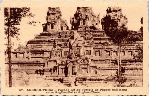 Postcard Cambodia Angkor-Thom East façade of the Phnom Bak-Keng Temple 