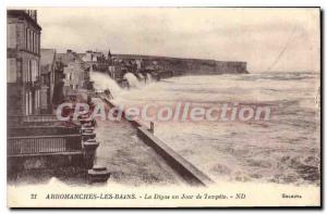 Old Postcard Arromanches Les Bains La Digue A Storm Of Day