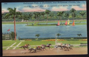 FL HOLLYWOOD Gulfstream Park Horse Racing Scenic Race Course - pm1956 ~ Linen