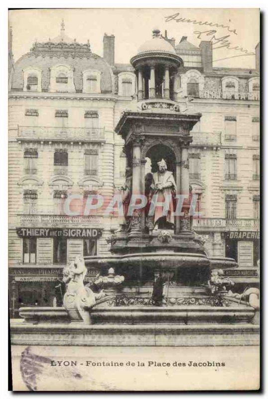 Old Postcard Lyon Fountain Place des Jacobins