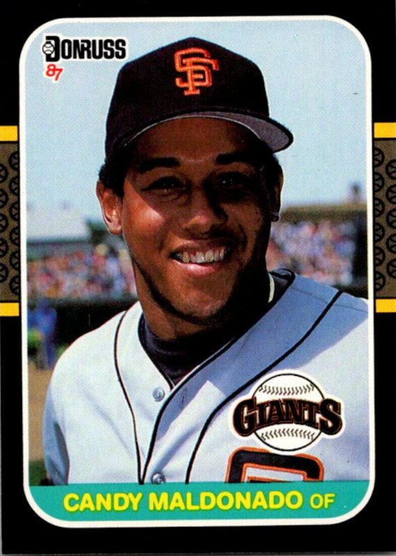 1987 DONRUSS Baseball Card Candy Maldonado OF San Francisco Giants sun0609