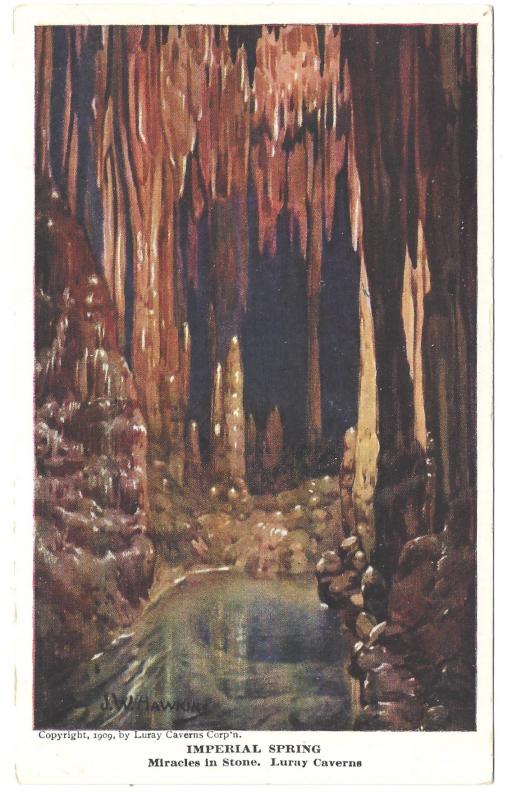 VA Luray Caverns Paintings by J W Hawkins Set of 6 Vintage 1909 Postcard