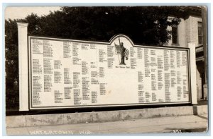 c1940 Our Honor Roll Name Chart Watertown Wisconsin Antique RPPC Photo Postcard