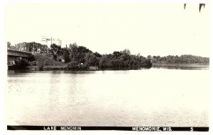 RPPC Postcard Lake Menomin Menomonie Wisconsin Postcard