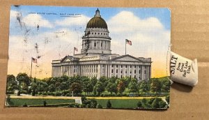 1950 USED PC - STATE CAPITOL, SALT LAKE CITY, UTAH - BAG OF SALT ATTACHED