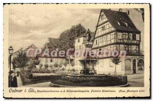 Old Postcard Colmar Rosselmann Fountain Square Black Mountain