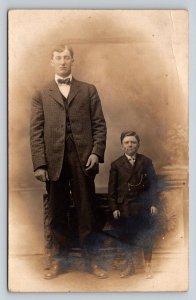 RPPC  Circus Freaks  Freakishly Tall Man & Short Man  Harrisburg PA  Postcard