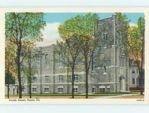 Unused Linen CHURCH SCENE Sayre Pennsylvania PA L4767