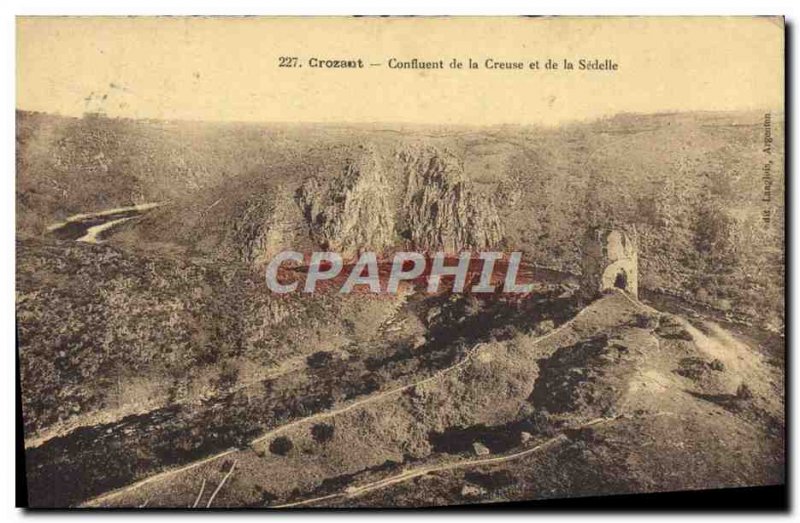 Old Postcard Crozant confluence of the Creuse and Sedelle