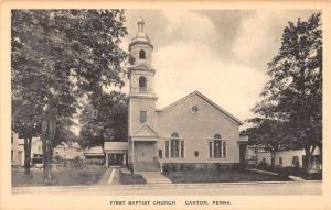 Canton Pennsylvania First Baptist Church Street View Antique Postcard K58250