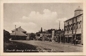 Duncan BC Front Street CPR Railway Station Depot Unused Heliotype Postcard E80
