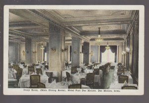 Des Moines IOWA c1920 HOTEL FORT DES MOINES Dining Room INTERIOR VIEW IA