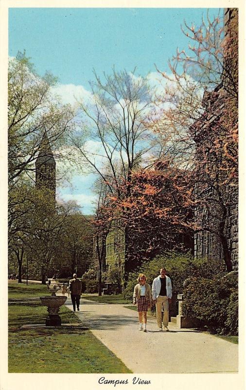 Ithaca New York~Cornell University Campus~Guy & Girl Walking~Blossoming Tree~'59