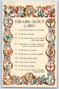 The Girl Scout Laws Postcard Symbolic Border c1910's Unposted Antique