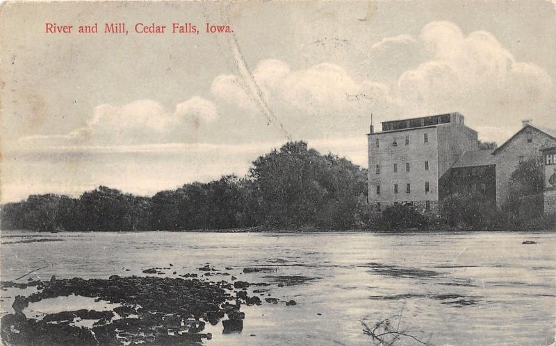Cedar Falls Iowa~Cedar River & Mill~1909 Mc Kee School Supplies Postcard