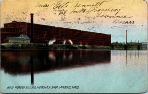 Postcard MA Lawrence Wood Worsted Mill & Merrimack River - Rotograph 1910 K20