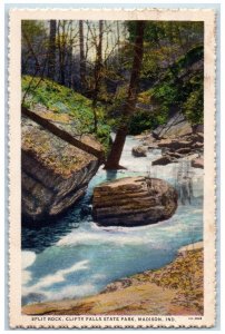 1934 Split Rock Scene Clifty Falls State Park Madison Indiana IN Posted Postcard 