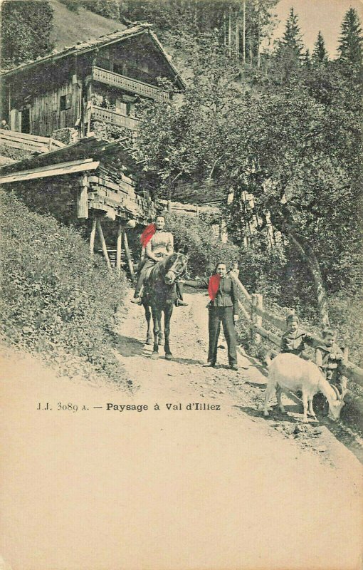 Paysage a Val d'Tillez  Horse Goat Hill Postcard