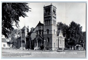 1953 Congregational Church Emmetsburg Iowa IA Sioux Falls SD RPPC Photo Postcard