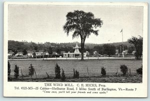 Postcard VT Burlington The Wind Mill Cabins  R46