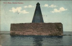 Boston MA Nix Mate Lighthouse c1910 Postcard Version #5
