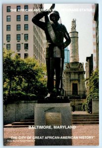 BALTIMORE, Maryland MD ~ AFRICAN AMERICAN War Veterans Statue  4x6  Postcard