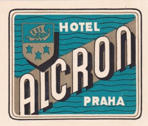 Czechoslovakia Praha Hotel Alcron Vintage Luggage Label sk3682