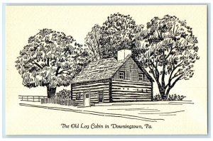 The Old Log Cabin And Trees In Downington Pennsylvania PA Vintage Postcard