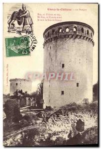 Old Postcard Coucy le Chateau Le Donjon