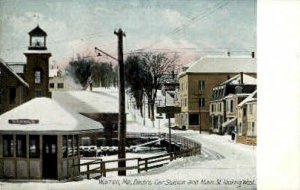 Electric Car Station & Main St. in Warren, Maine