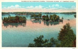 Vintage Postcard Islands In Canadian Channel Thousand Islands St. Lawrence River