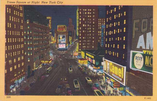 Times Square at Night - New York City - Linen