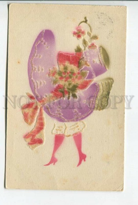 462204 ART NOUVEAU Huge Hat w/ legs Lady FASHION Vintage postcard 1910 year