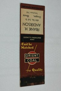 Frank H. Anderson Orient Coal Oregon Illinois 20 Strike Matchbook Cover