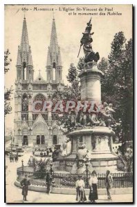 Postcard Old Marseille Church of St. Vincent de Paul and Monument Mobile