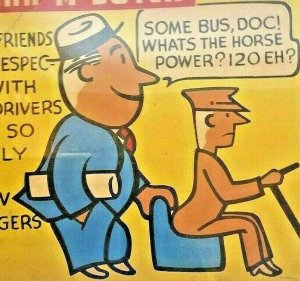 Vintage Seattle Transit Authority Oscar McButch 1940s Advertising Art Sign Comic