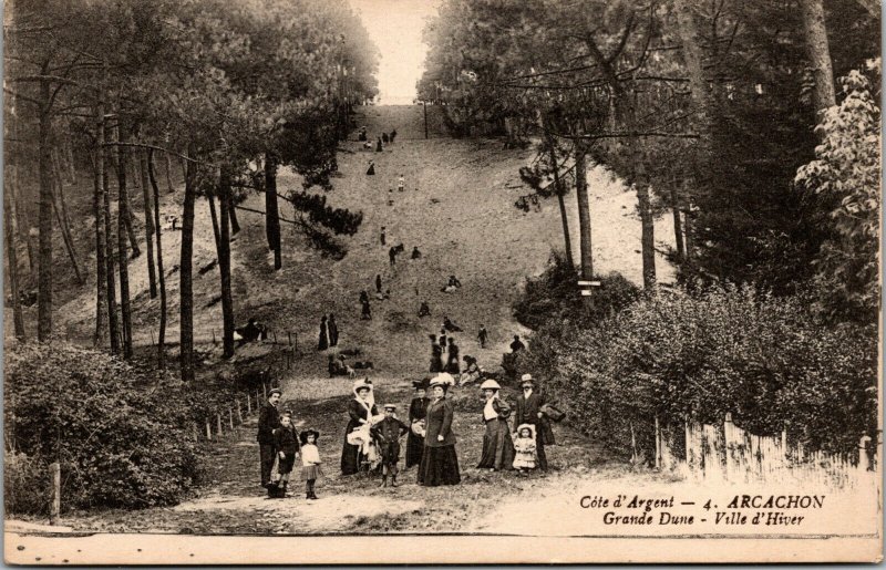 Vtg 1910s Côte d'Argent Silver Coast Dune ville d'hiver Arcachon France Postcard