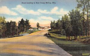 New Camp McCoy Wisconsin Entrance Road Linen Antique Postcard K58204