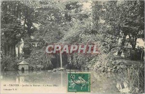 Old Postcard Troyes Jardin du Rocher La Piece d'Eau