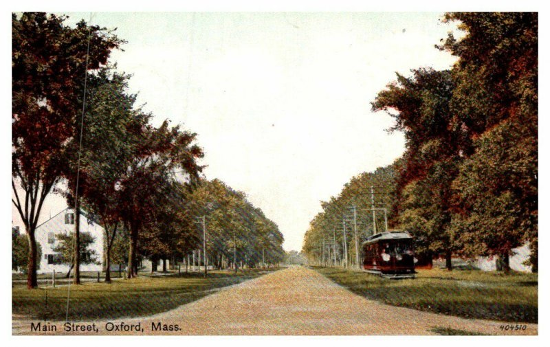 Massachusetts   Oxford , Main street with trolley