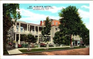 Jacksonville, FL Florida   ST ALBAN'S HOTEL   ca1920's Advertising Postcard