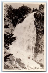 Rainier National Park Washington WA Postcard RPPC Photo Sluiskin Falls Waterfall