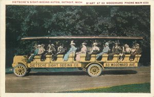 Postcard Michigan Detroit Tourist Bus Dietsche occupation 1920s 23-10068