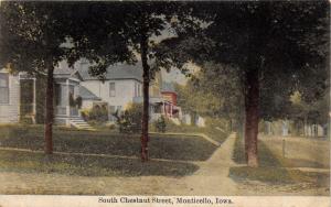 Monticello Iowa~South Chestnut Street in Residential Section~Row of Houses~c1910