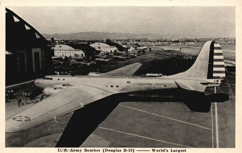 Vintage Postcard 1920's U. S. Army Bomber Douglas B-19 Aircraft World's Largest