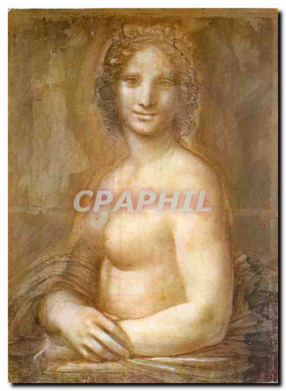 Postcard Modern Naked Mona Lisa Leonardo da Vinci Museum Conde Chantilly
