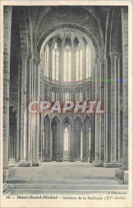 Old Postcard Mont Saint Michel Interior of the Basilica